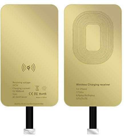 Welight Récepteur QI Lighting Compatible iPhone pour Recharge sans Fil Induction - Adaptateur pour iPhone 7/7 Plus/6S/6 Plus/6/5S/5