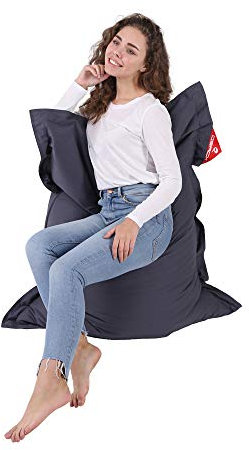 QSack Traum Kinder Sitzsack Baumwolle Hülle deutsche Qualitäts EPS Sitzsack Füllung Inlett 100x140 cm (dunkelgrau)