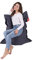QSack Traum Kinder Sitzsack Baumwolle Hülle deutsche Qualitäts EPS Sitzsack Füllung Inlett 100x140 cm (dunkelgrau)