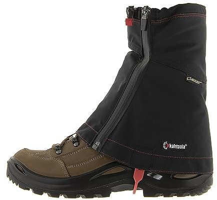Kahtoola LEVAgaiter Mid GTX Gamaschen, wasserdichter Gore-TEX Schuh- und Stiefelschutz für Bergsteigen, Off-Trail Wandern bei Schlamm, Schnee & Eis - Schwarz|Schwarz - Groß