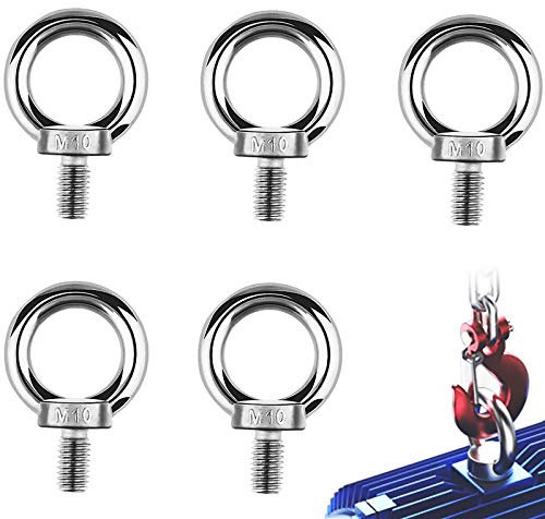 cersaty®, 5 viti ad anello in acciaio inox M10, per casa, ufficio, hotel, esterni, adatte per articoli da appendere fai da te, corde per tende da sole, grilli
