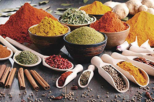 Blechschild 20x30cm gewölbt Foto Gewürze Lorbeer Paprika Küche Kräuter Deko Geschenk Schild