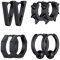 FOCALOOK Herren Ohrringe Set in 4 paare schwarz Edelstahl Spike/Kreis/Dreieck/Achteck Huggie Creolen Ohrstecker Ohr Piercing Punk Stil Modeschmuck für Jungen Mädchen