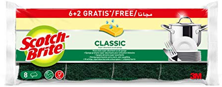 Scotch-Brite Classic Naturfaser-Reinigungsschwamm, 6 Stück + 2 GRATIS - Allzweck-Schwamm für den Alltag - Kratzfrei