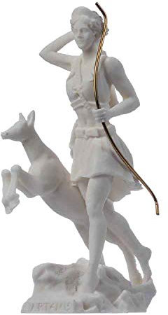 Göttin Artemis Diana Griechische Statue Natur Mond Alabaster 17 cm