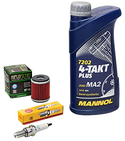Wartungspaket Öl 1L + Ölfilter + Zündkerze für Yamaha YZF-R 125 YZF-R125 RE06 Baujahr 2008-2013