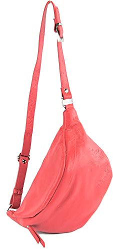 modamoda de - T77 - ital. Hüfttasche Bauchtasche Brusttasche Medium aus weichem Leder, Farbe:Bubble Gum