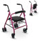 Mobiclinic®, Rollator, Prado, Europäische marke, Faltbar und leicht, Druckbremsen, Gehhilfe aus aluminium, Mit gepolsterter sitzfläche rückenlehne, Einkaufskorb, 4 räder, Rosa
