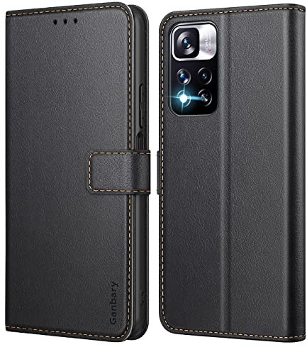Ganbary Funda Compatible con Xiaomi Redmi Note 11 Pro Plus + 5G, Funda Tapa Libro Movil Carcasa PU Cuero para Redmi Note 11 Pro+ 5G [Ranura para Tarjeta] [Cierre Magnético][Función de Soporte], Negro