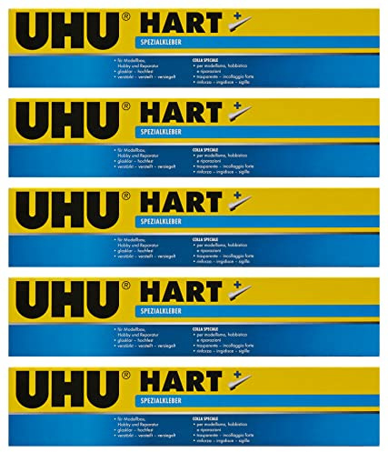 UHU 45525 hart Tube, Schnell trocknender Spezialkleber für kleinteilige Bastelarbeiten oder Modellbau,mit feiner Dosierspitze, Dosierspitze, 125 g (5)