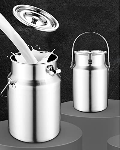 Bidon À Lait INOX, Barils de Transport de Lait, Seau À Vin Baquet Pot Laitier Pichet Fourre-Tout avec Couvercle Scellé Boîte À Thé pour Le Stockage de Liquides 5L