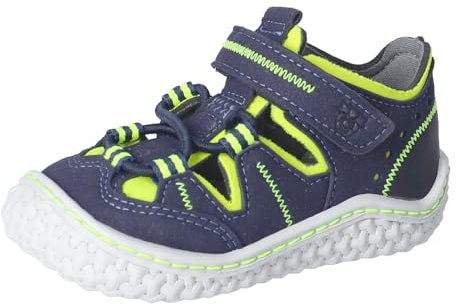 RICOSTA Jungen Kletthalbschuhe Jerry, Kinder Lauflernschuhe, Weite: Mittel, waschbar,vegan, Ozean/Neongelb (170), 25 EU