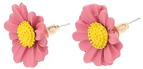 Holibanna Daisy Ohrringe Bolzen Tiny Ohrstecker Blumen Raupen Ohrring Pflanzen Ohr Schmuck für Frau Weibliche (Rosa)