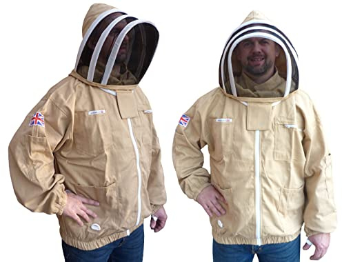 AGS Beekeeper olive cotton bee jacket professional beekeeping premium clothing fencing protective wasp jacket bee suit equipment protection (3XL)