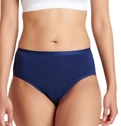 Jockey Worry Free Hipster - Menstruationsunterwäsche, auslaufsichere Perioden Unterwäsche, Unterhosen Damen für leichte bis mittelschwere Regel, Baumwoll Unterwäsche Damen, in Blau