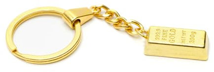 Miniblings Goldbarren Schlüsselanhänger Gold Barren Glück Glücksbringer - Handmade Modeschmuck I Anhänger Schlüsselring Schlüsselband Keyring