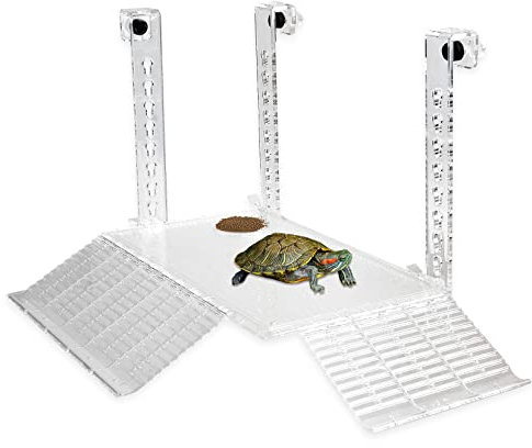 Toolzia Plateforme pour tortue - Accessoires pour tortues - Avec échelle rocheuse - Pour installation d'aquarium (M)