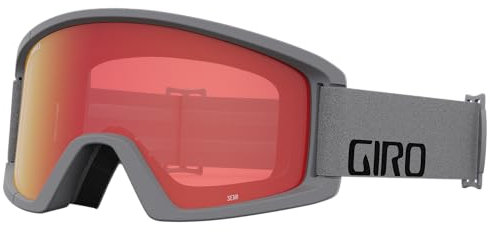 Giro Semi Asian Fit Snowboard Ski Goggles - for Men, Women & Youth - Grey Wordmark Strap w/Amber Scarlet/Yellow Lenses