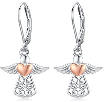 Engel Ohrringe Damen 925 Sterling Silber - Schutzengel Engelsflügel Tropfen Schmuck Geschenk für Frauen