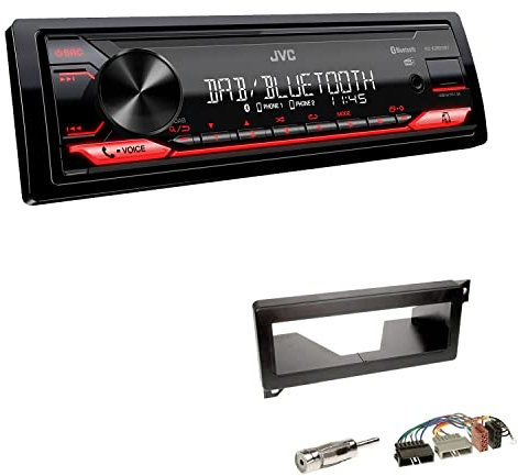JVC KD-X282DBT 1-DIN Digital Autoradio DAB+ Bluetooth USB Einbauset passend für Chrysler Voyager 1996-2000 schwarz