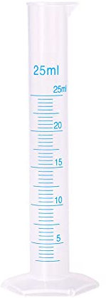 Zylinder Messbecher aus Kunststoff Messzylinder Borosilikatglas Labor Messbecher für Wissenschafts Labor Messwerkzeuge Flüssigkeiten Messgeräte Labor Reagenzglas Ausgießer (25mL)