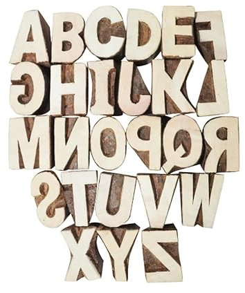 SANGAM Holzstempel Buchstaben Alphabete Stempel Indische kleine runde Muster Druckblöcke Textilstempel Druck dekorativer Stempel für handgeschnitztes Holz