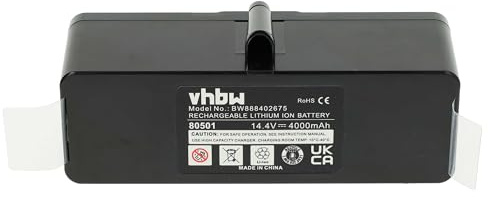 vhbw Battery compatible with iRobot Roomba 532, 500 APS, 500, 510, 520, 534, 535, 505, 530, 531, 521 Vacuum Cleaner Black (4000 mAh, 14.4 V, Li-Ion)