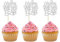 Cupcake-Topper mit Glitzer-Motiv Happy New Year 2025, Motiv: Hello and Welcome to 2025, Kuchenspieße, Dekorationen für Feiertage, Mottoparty, Silber, 24 Stück
