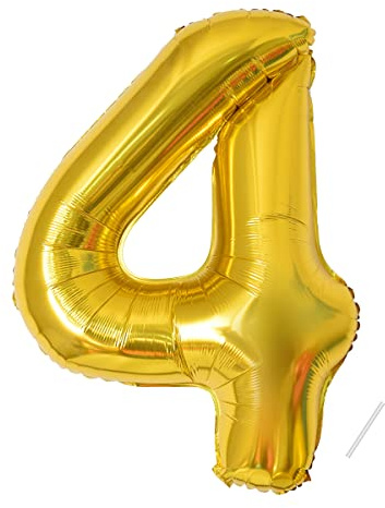 Geburtstag zahlen luftballon 4 jahre | Gold Folienballon 3 XXL -Riesen Folienballon in 40 - 101cm Geburtstagsdeko - Ballon Zahl Deko zum Geburtstag .Fliegt mit Helium