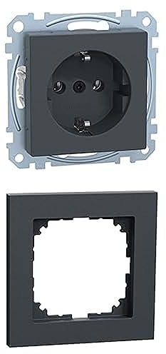 Komplettset SCHUKO-Steckdose komplett, Merten System M-Pure, Anthracite