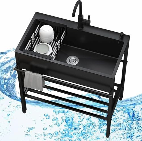 Lavandino esterno in acciaio inox, per ristorante commerciale, con rubinetto, per la preparazione e il multiuso, per garage, catering, ristorante, campeggio, 68 cm