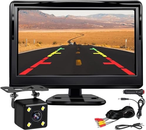 Kairiyard 5 HD LCD Car Monitor con telecamera di retromarcia per auto, impermeabile per visione notturna Kit telecamera di retromarcia per autobus/camion/furgone/camper