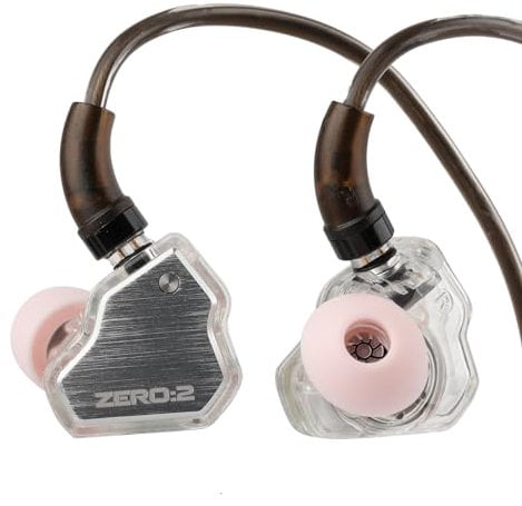 Linsoul 7Hz x Crinacle Zero:2 In-Ear Monitor, driver dinamico IEM da 10 mm aggiornato, cuffie cablate, cuffie da gioco cablate, IEM OFC cablato per musicisti (Argento)