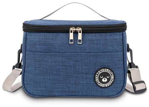 BEHONA 6.4L Insulated Lunch Bag for Adults, Foldable Cooler Bag with Oxford Fabric & Aluminum Foil Lining, Office Gym Commute Lunch Tote (Blue)