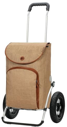 ANDERSEN Einkaufstrolley - Royal Shopper Reik beige 50 L geräumig, Leder, Aluminium, klappbar, luftbereiftes Kugellagerrad