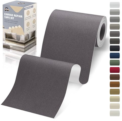 Flicken Selbstklebend Stoff, 10 x 200 cm Leinwand Stoff Selbstklebend, Dunkelgrau, Wasserdichtes Leinwand Flicken Selbstklebend für Sofa Zelt Möbel Autositz Liege