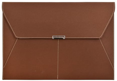 VANRA Porte-documents en cuir imperméable avec 3 poches, enveloppes de classement pour papier format A4 avec fermeture magnétique à bouton-pression (marron)