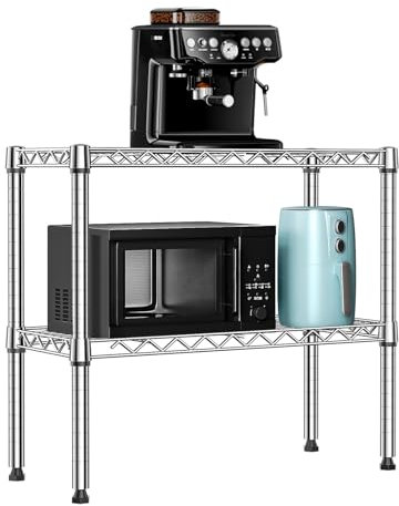 MZG 220 lbs 2 Tier Storage Rack Metal Wire Shelving Unit, Storage Standing Household Shelf Organizer for Laundry Bathroom Kitchen Pantry Closet Garage Utility Room, Chrome 30x70x59.5cm