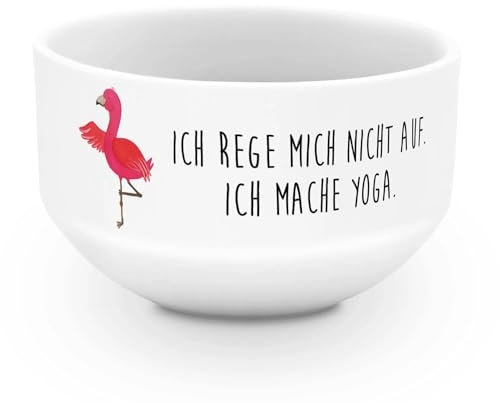 Mr. & Mrs. Panda Müslischale Flamingo Yoga - Geschenk, Vogel, Rosa, Obstschale, Müslischalen bunt, Früstücksschüssel, Müsli schalen, Müslischale mit