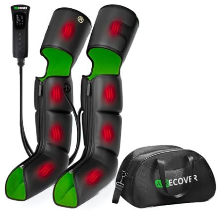 Massaggiatore a Compressione con Calore per Circolazione e Sollievo dal Dolore, 3 in 1 per Piedi, Polpacci e Cosce, Stivali per Linfedema, Gambe Gonfie ed Edema