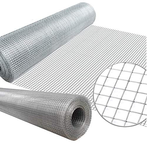 Fence Wire Mesh, Chicken Coop Cage, 2.5cm Square Grid Hardware Cloth Welding Wire Mesh, Hot-Dipped Galvanized with Cutting Pliers for Poultry House, Flower Bed, Vegetable Garden (Silver 1.5x15m)
