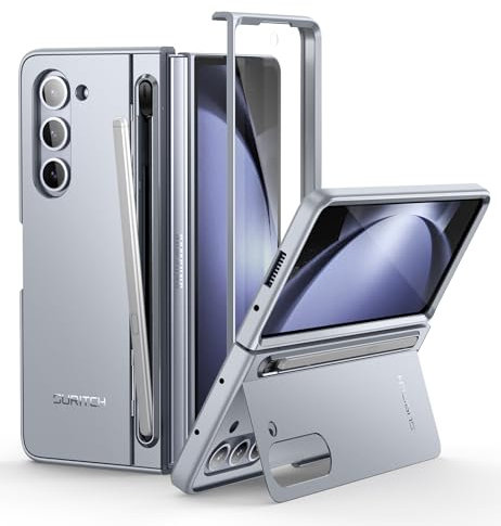 SURITCH Cover per Samsung Galaxy Z Fold 5 2023, Custodia per Samsung Z Fold 5 5G con Protezione dello Schermo Anteriore + Cavalletto + Slot per penna S, Grigio blu