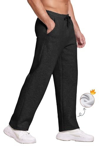 PINSPARK Pantalon de Jogging en Polaire pour Homme - Pantalon de Sport Long en Coton Avec Cordon de Serrage et Poches