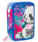 PRESTIGE & DELUXE Schulmäppchen Gopop Jungle Panda 3 Etagen Reißverschluss komplett + Schlüsselanhänger Pailletten und Ersatz Doppelset Farben + 12 Buntstifte und 12 Filzstifte, mehrfarbig, standard,
