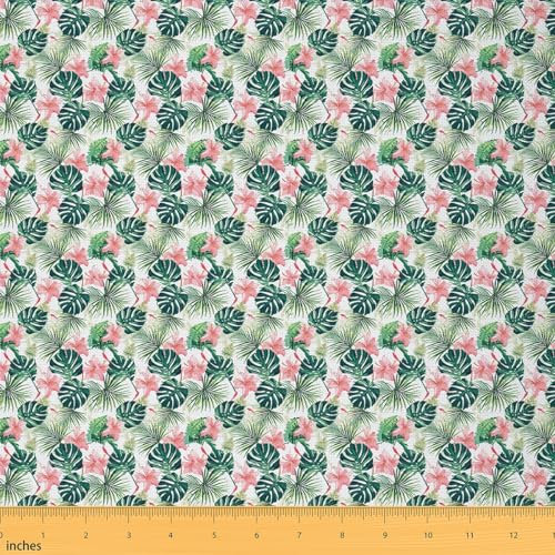 Homemissing Palmblatt Stoff Meterware 92x150cm Blume Floral Palme Gedruckt Dekorative Wasserdichter Patchwork Stoffe Botanische Natur Thema Polsterstoff Sommer Natur Thema DIY Stoffpaket