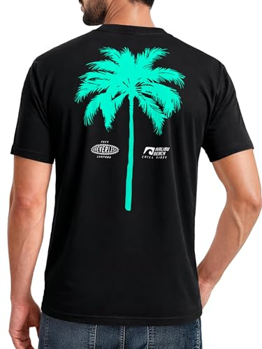 Neverless® Herren T-Shirt mit Palmen-Print Baumwollstoff und Grafik Aufdruck Sommer Fashion Streetstyle