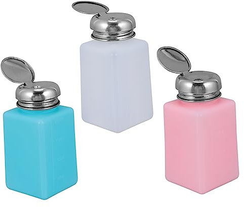 Healvian 3pcs Empty Press Bottles for Nail Polish Remover Press Liquid Bottles for Makeup Remover and Cuticle Care