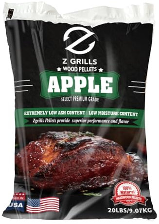 Z GRILLS Holzpellets für Smoker Grill, 100% natürliches Hartholz, Apfelpellet, 9 kg