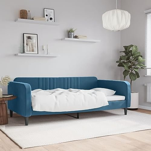 ShGaxin Tagesbett Blau 100x200 cm Samt, Schlafsofa, Daybed, Bettsofa, Sofa Bed, Sofabett, Schlafcouch, Jugendbett, Bettgestell, Bettcouch - 354092