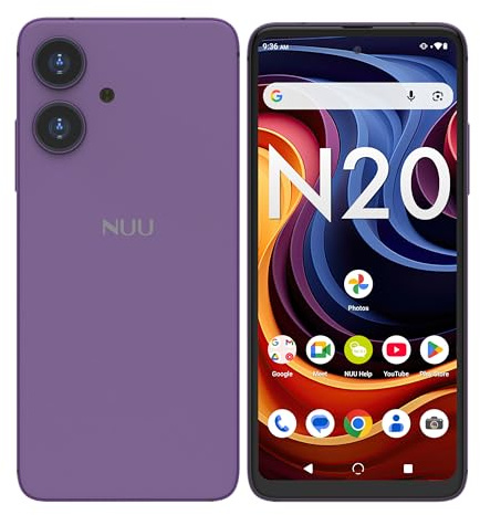 NUU N20 Basic Handy für T-Mobile, Mint, Metro, Qlink, Tello und mehr, 6 GB/128 GB, perfekt für Jugendliche, Dual-SIM 4G, Octa-Core 6,6 Zoll 90Hz HD+, entsperrte Telefone